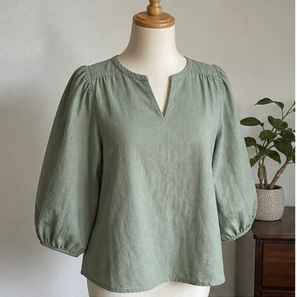 Sage Button Blouse